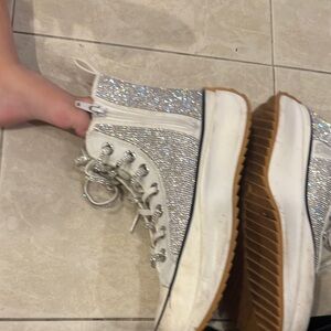 Steve Madden Silver Glitter High-Top Platform Sneakers